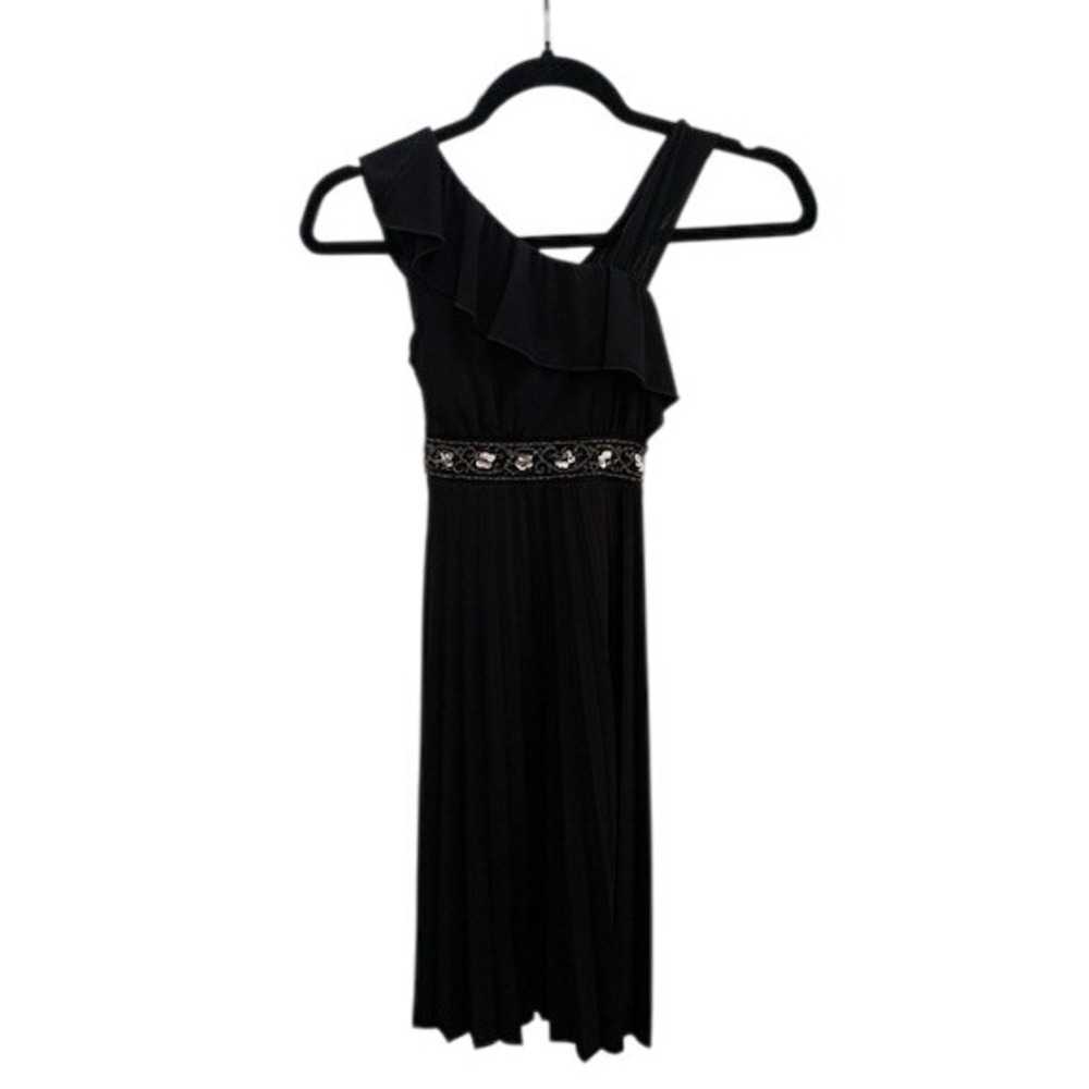 Speechless Black Beaded Waist Ruffled One Shoulder Party Dress Girls Size 10
